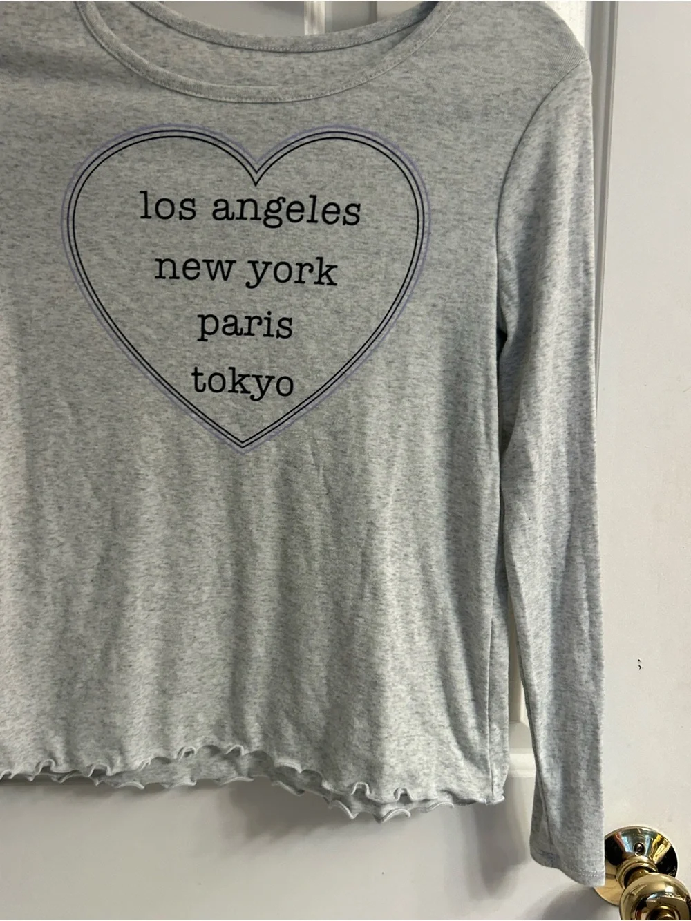Girls Justice Gray Long-Sleeve Heart Cities Tee